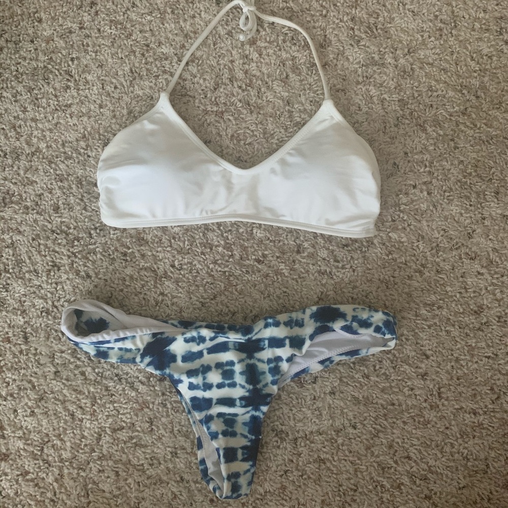 Blue and White Tie Dye Bikini